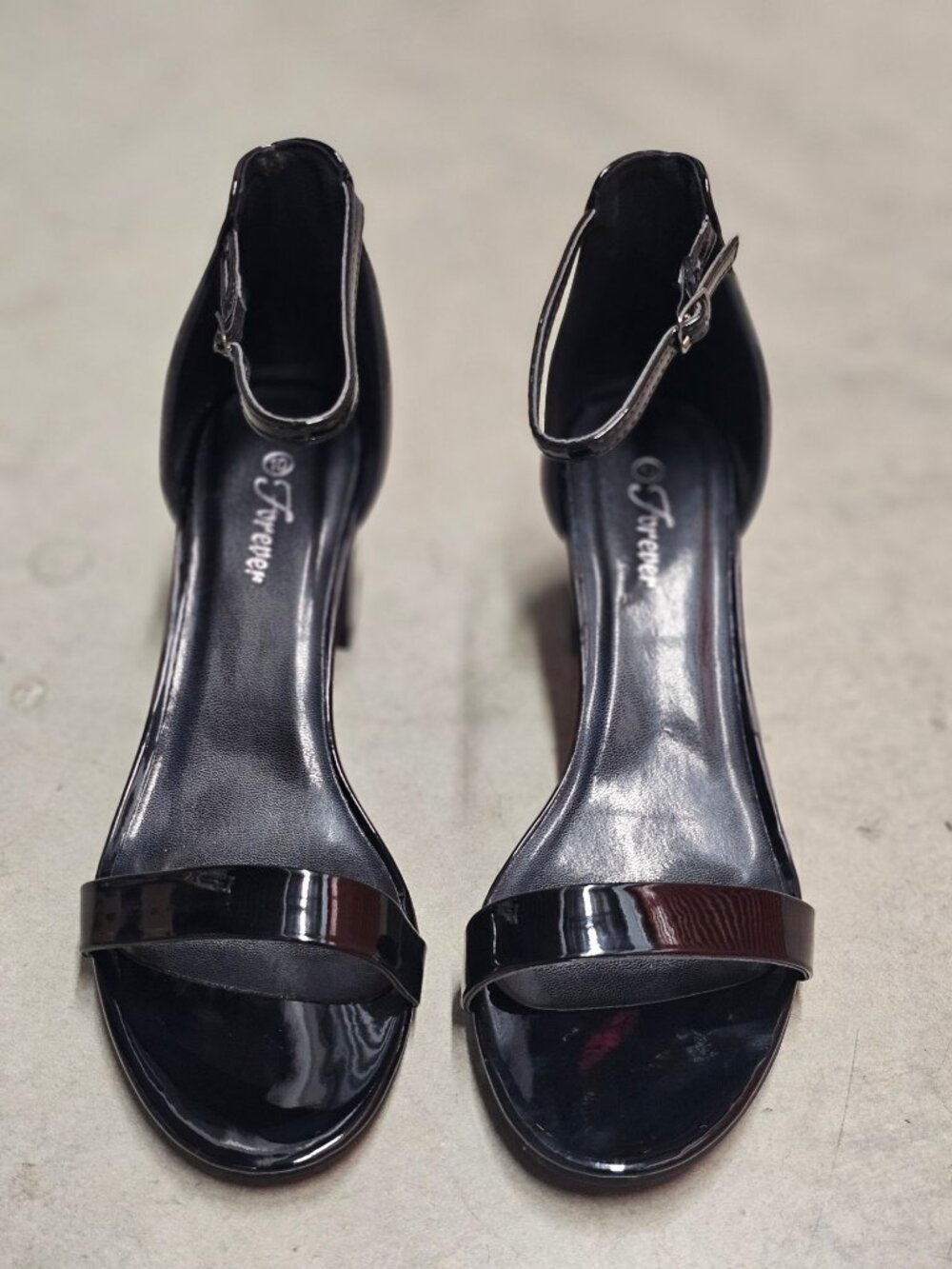 Black Ankle Strap Block Heel Sandals - Picture 8 of 13
